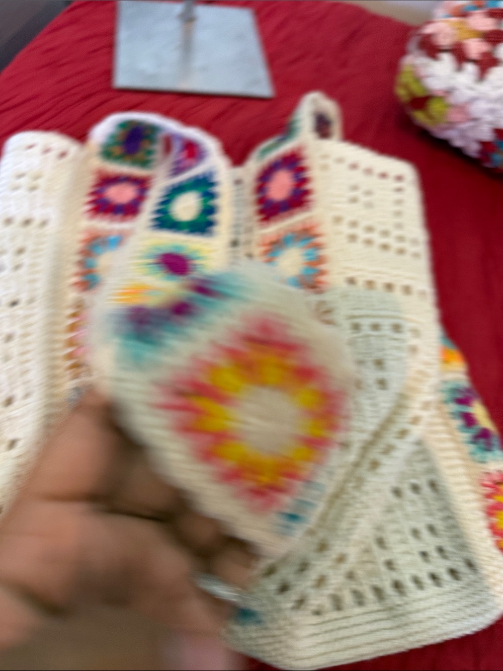 Altar’s state and Handmade 2 Crochet White Tote Bag with Colorful Strap - Picture 5 of 15